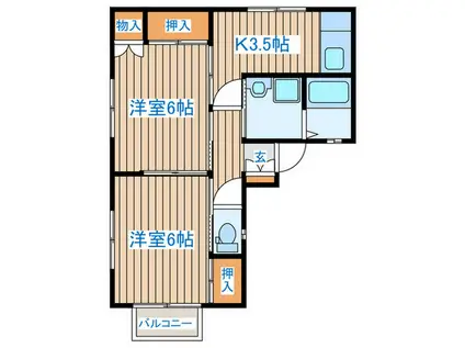 コーポエコー(2K/2階)の間取り写真