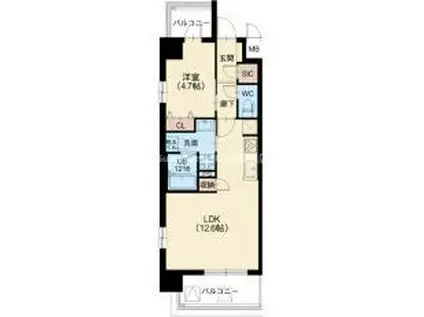 スプランディッドVIII(1LDK/6階)の間取り写真