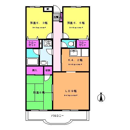 ダ・コージール(3LDK/1階)の間取り写真