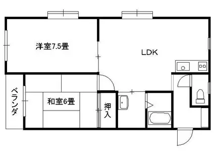 レジデンスアマダ(2LDK/3階)の間取り写真