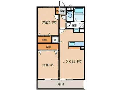 マンション花水木(2LDK/3階)の間取り写真