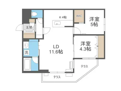 CROSSBELL524(2LDK/1階)の間取り写真