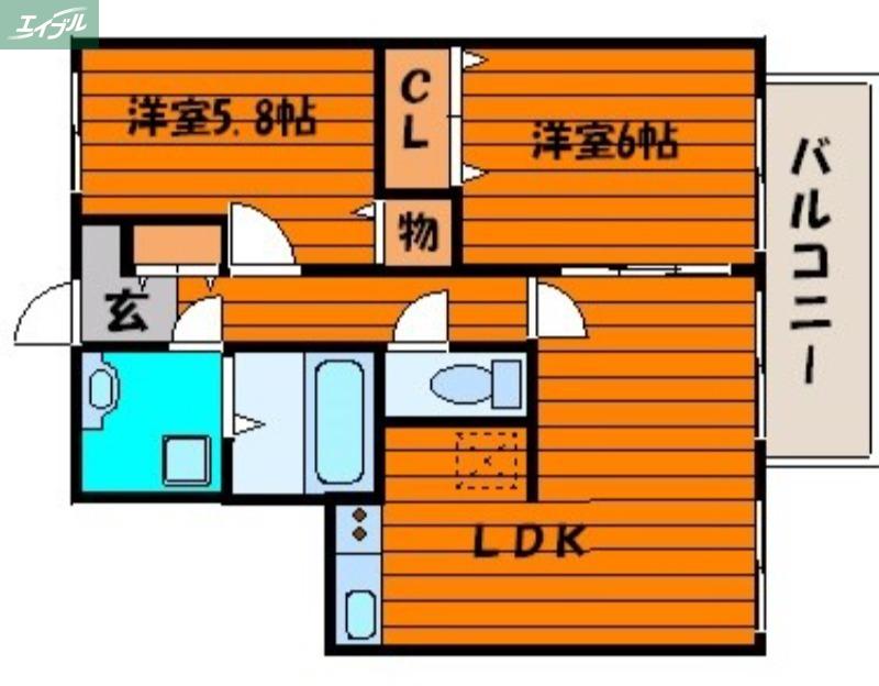 リーフミナン(2LDK/1階)の間取り写真