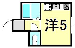 アンジョリジャルダン門戸厄神(ワンルーム/1階)の間取り写真
