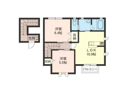 SHA MAISON ラティールC(2LDK/2階)の間取り写真