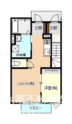 PRELUDE(1LDK/1階)の間取り写真