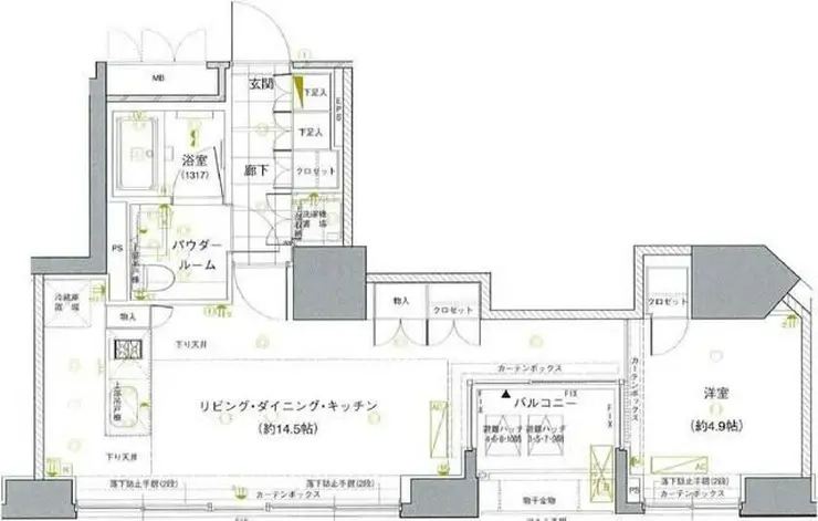 ベルドゥムール東京八丁堀 7階階 間取り
