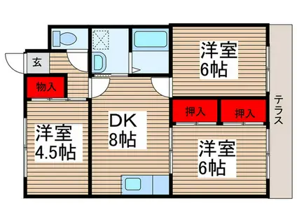 CASA BRANCA2(3DK/1階)の間取り写真