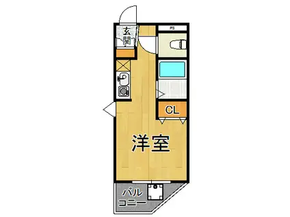 阪急今津線 門戸厄神駅 徒歩6分 3階建 築31年(ワンルーム/3階)の間取り写真
