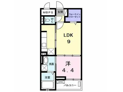 プリマベーラ 多摩(1LDK/2階)の間取り写真