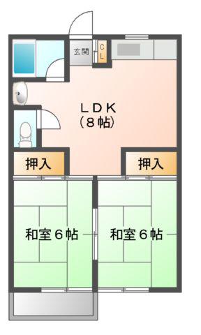 旭第1マンション(2LDK/2階)の間取り写真