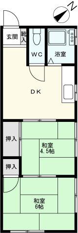 コーポ島田(2K/1階)の間取り写真