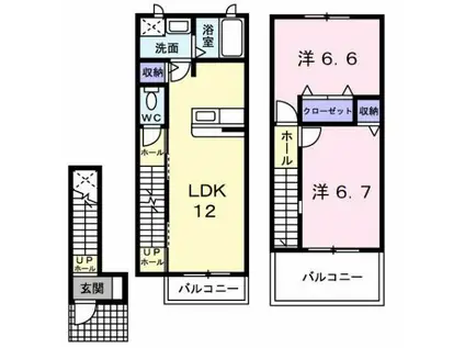 ヴィラ・サンライズA(2LDK/2階)の間取り写真