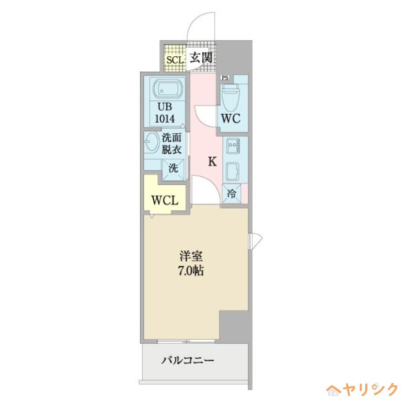プレイズシード浅間町(1K/9階)の間取り写真