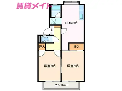 サンプレンティFUJI(2LDK/2階)の間取り写真