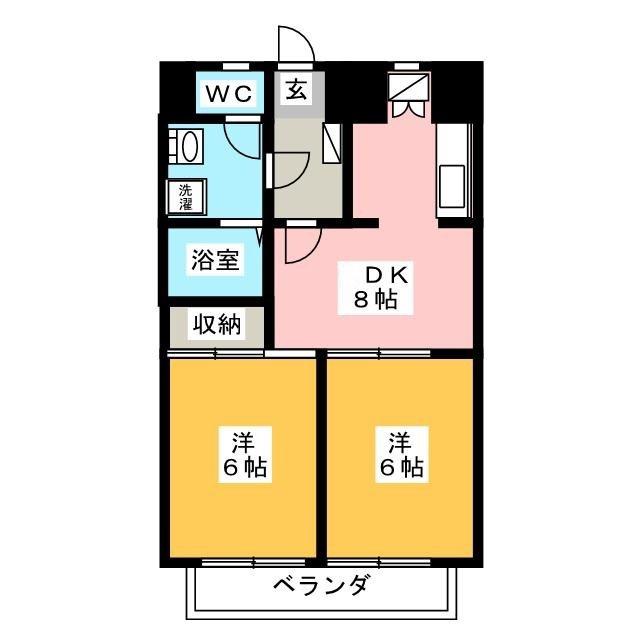 ヒルロック秀愛(2DK/1階)の間取り写真