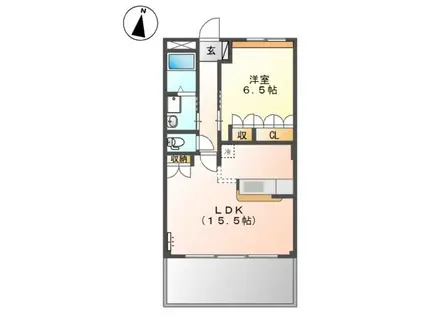 ガーデニングヒルズ(1LDK/2階)の間取り写真