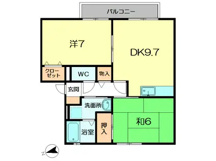ファミール州見B(2DK/2階)の間取り写真