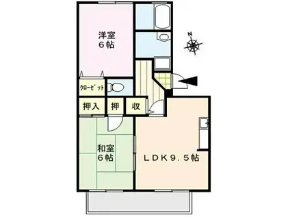 シャンポール(2LDK/1階)の間取り写真