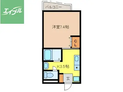 ミミ・エデン(1K/2階)の間取り写真