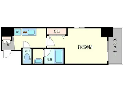 ウイングコート船場(1K/2階)の間取り写真