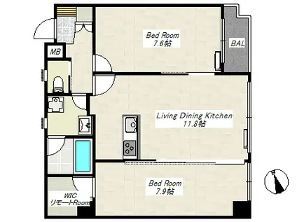 グリーンスクエアみその(2LDK/3階)の間取り写真