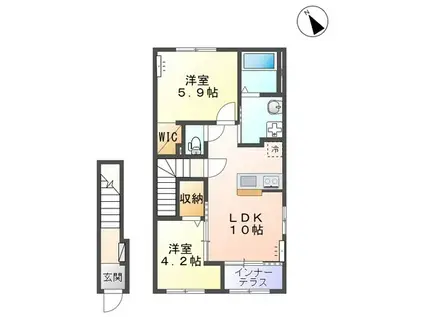 カーサ・フェリーチェS(2LDK/2階)の間取り写真