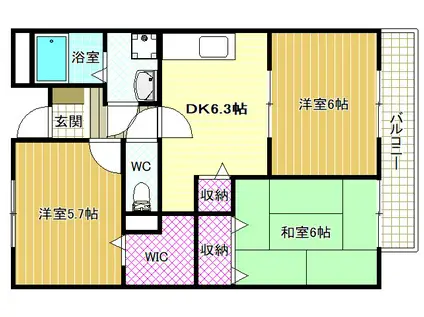 グランキーファー(3DK/6階)の間取り写真