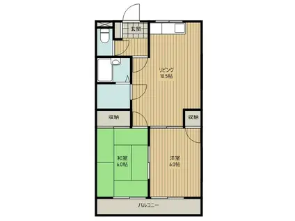 サンライフ片岡(2LDK/2階)の間取り写真