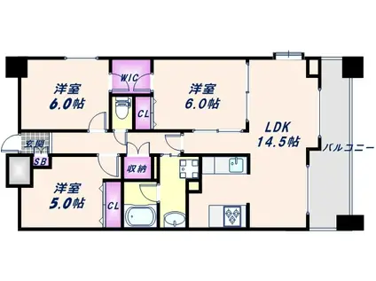 CITY SPIRE桜川II(3LDK/10階)の間取り写真