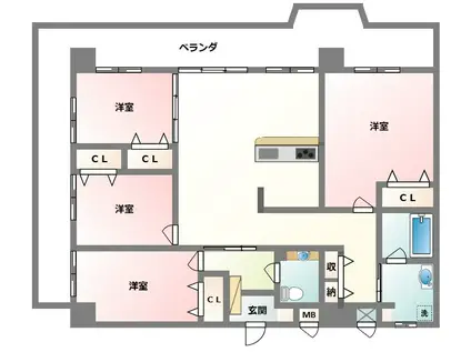 ライオンズプラザ宇栄原(4LDK/8階)の間取り写真