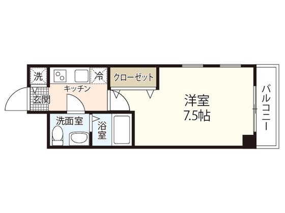 EFT広瀬北町(1K/6階)の間取り写真
