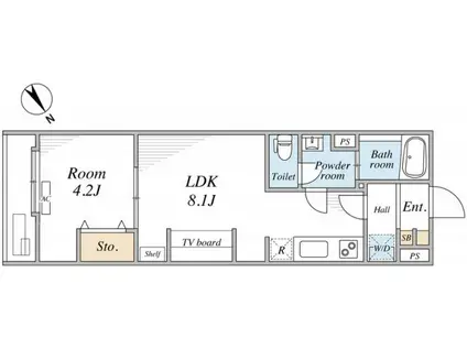 リブリ・船橋IV(1LDK/3階)の間取り写真