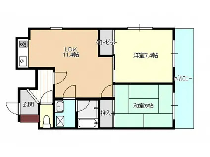 アトラス大町(2LDK/5階)の間取り写真