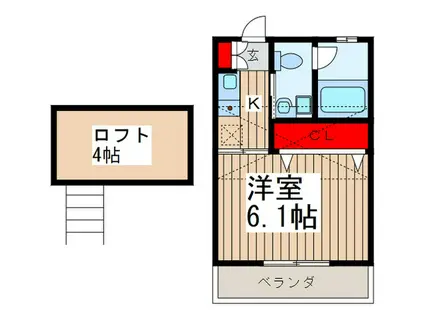 エステービル(1K/2階)の間取り写真