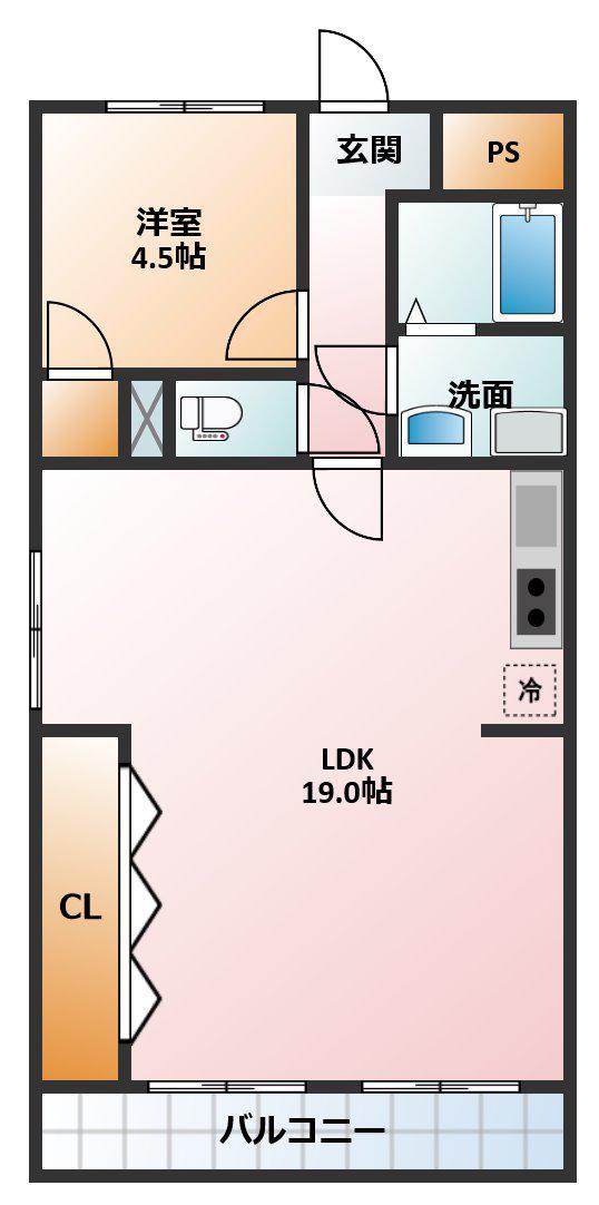 ファクタービル(1LDK/7階)の間取り写真