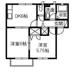 ASDコーポ11(2DK/2階)の間取り写真