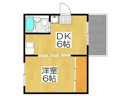 グランディール下鴨(1DK/1階)の間取り写真