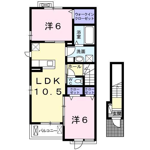 シャルム エトワール II(2LDK/2階)の間取り写真