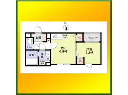 Jブラン関町(1DK/1階)の間取り写真