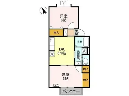 ロイヤルクレスト(2DK/2階)の間取り写真