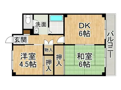 サンパークマンション(2DK/4階)の間取り写真