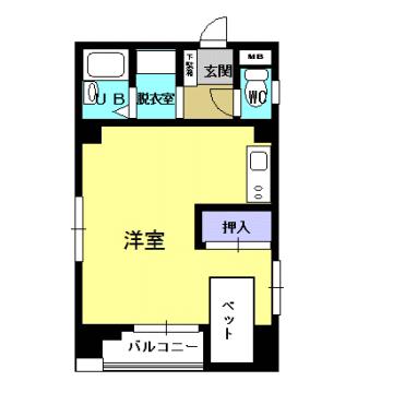 シルキーハイツ(ワンルーム/5階)の間取り写真