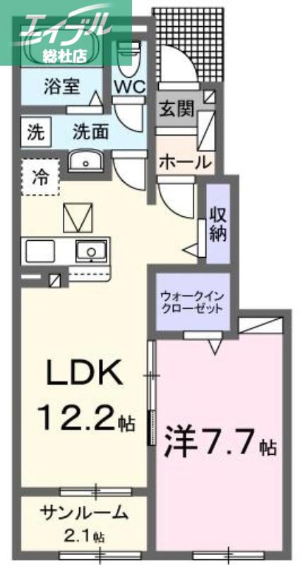 ディリジェントナイン(1LDK/1階)の間取り写真