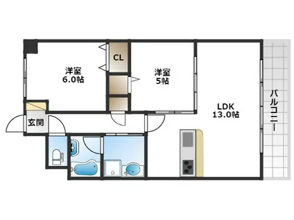 ネオ ソレイユ(2LDK/1階)の間取り写真
