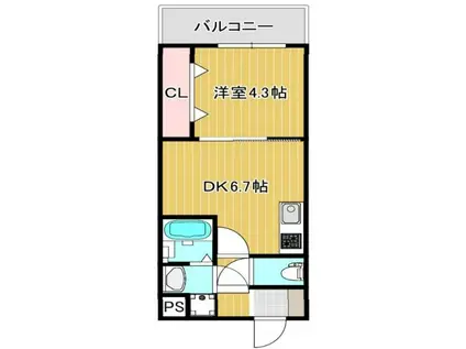 メゾン上小阪(1DK/5階)の間取り写真