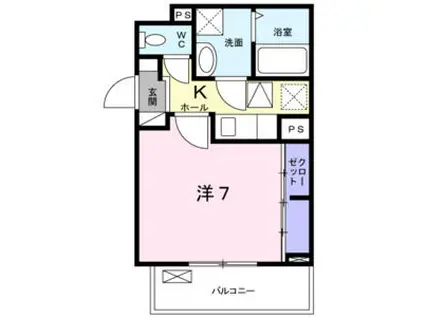 スクエア名東V(1K/1階)の間取り写真