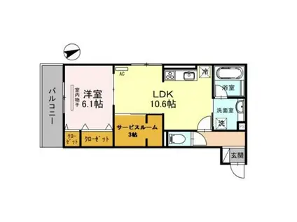 アロース フェリス(1SLDK/2階)の間取り写真
