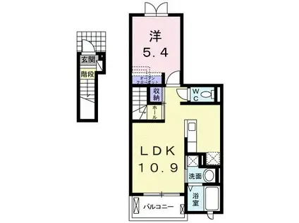スカイリーフ(1LDK/2階)の間取り写真