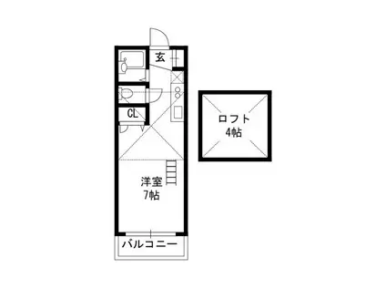 ヴィラアルフォンスYS(ワンルーム/2階)の間取り写真